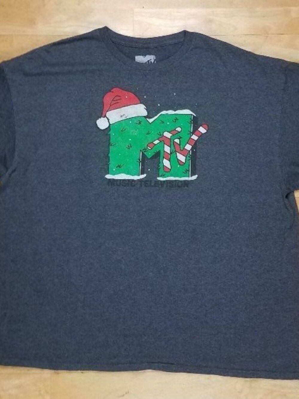 MTV Music Television CHRISTMAS HOLIDAY Gray Men’s T Shirt Size 3XL